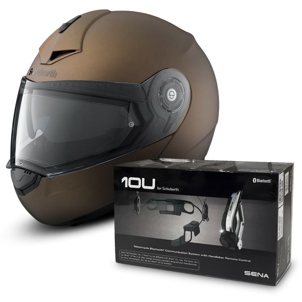 Modular Schuberth C3 Pro Madrid Bronce Metal + Sena 10U Bluetooth Kit
