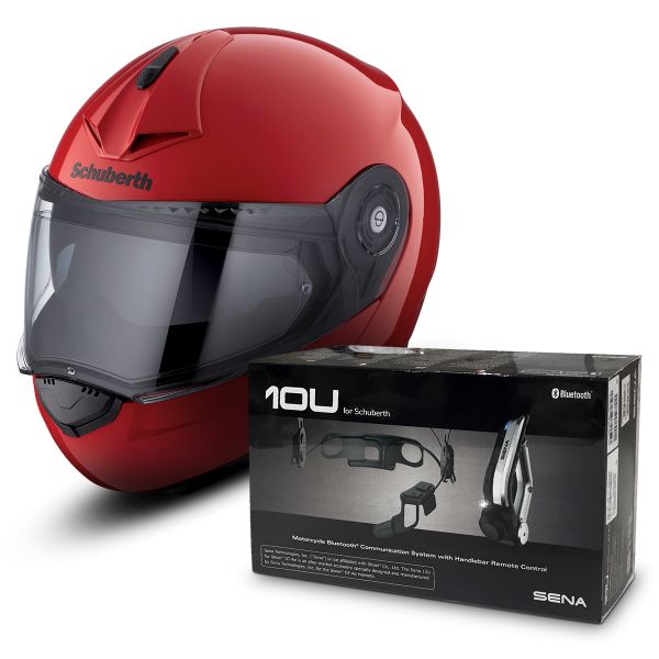 Modular Schuberth C3 Pro Rojo + Sena 10U Bluetooth Kit