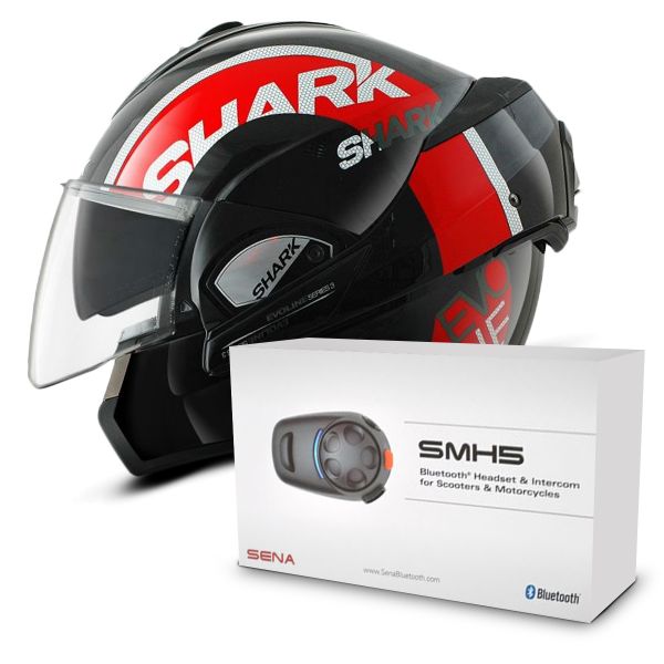 Modular Shark Evoline Serie 3 Drop KRW + Sena SMH5 Bluetooth Kit