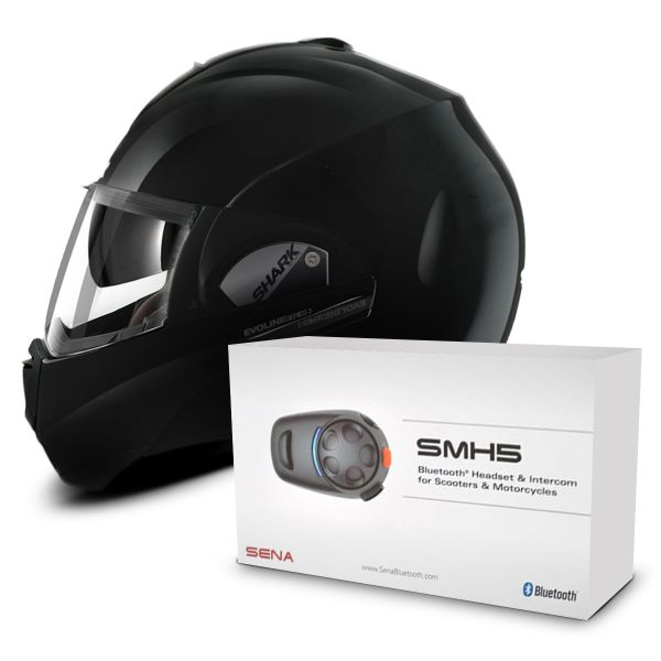 Modular Shark Evoline Serie 3 Fusion BLK + Sena SMH5 Bluetooth Kit