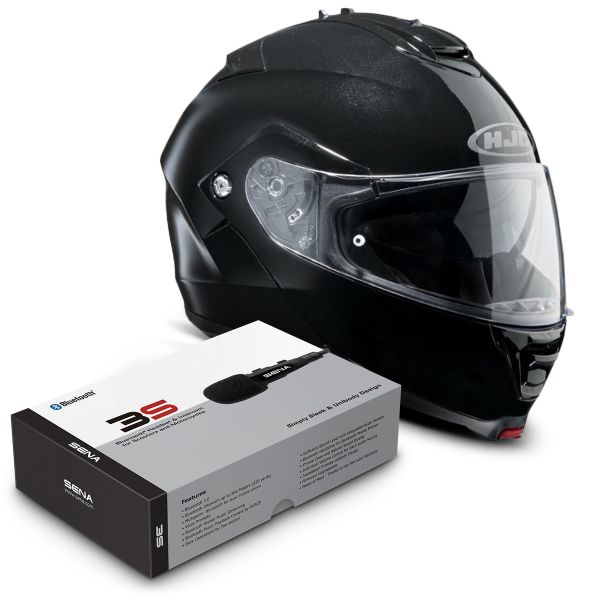 Modular HJC IS-MAX II Negro + Sena 3S Bluetooth Kit