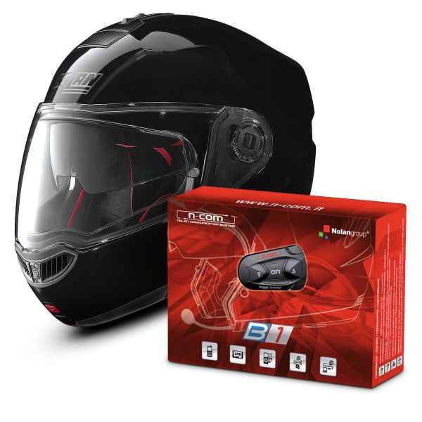 Modular Nolan N104 Absolute Classic N-Com Glossy Black 3 + B1 Bluetooth Kit