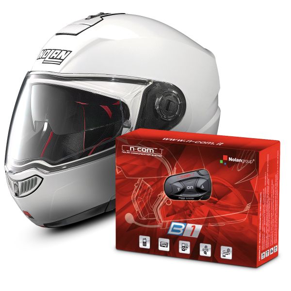 Modular Nolan N104 Absolute Classic N-Com White 5 + B1 Bluetooth Kit