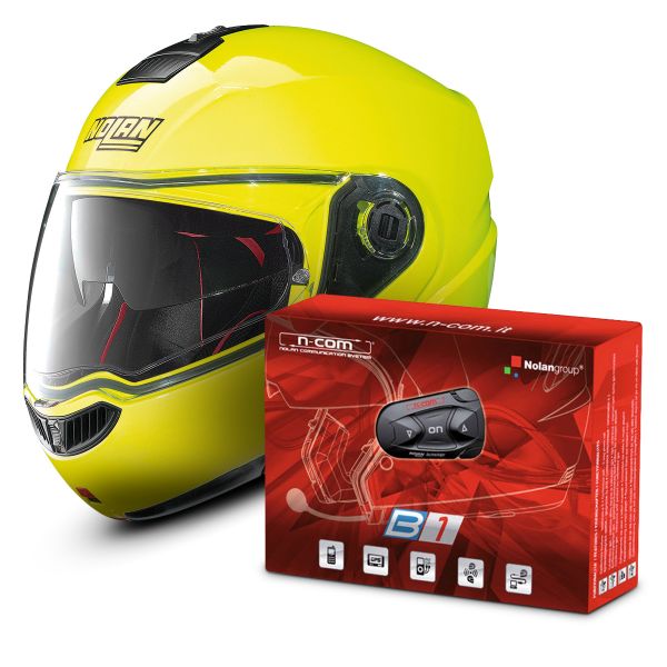 Modular Nolan N104 Absolute N-Com Fluo Yellow 22 + B1 Bluetooth Kit