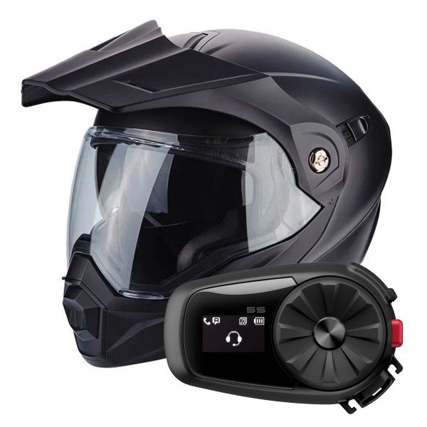 Modular Scorpion ADX-1 Matt Black + Kit Bluetooth Sena 5S Solo