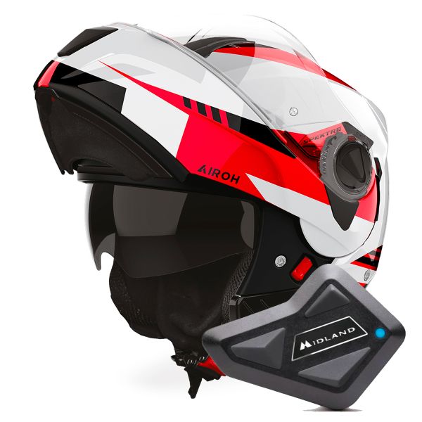 Modular Airoh Specktre Clever Red + Kit Bluetooth BT Mini