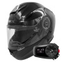 Casque Modular Everone M72R Shiny Black + Kit Bluetooth 5S Solo