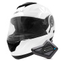 Casque Modular Everone M72R Shiny White + Kit Bluetooth BT Mini
