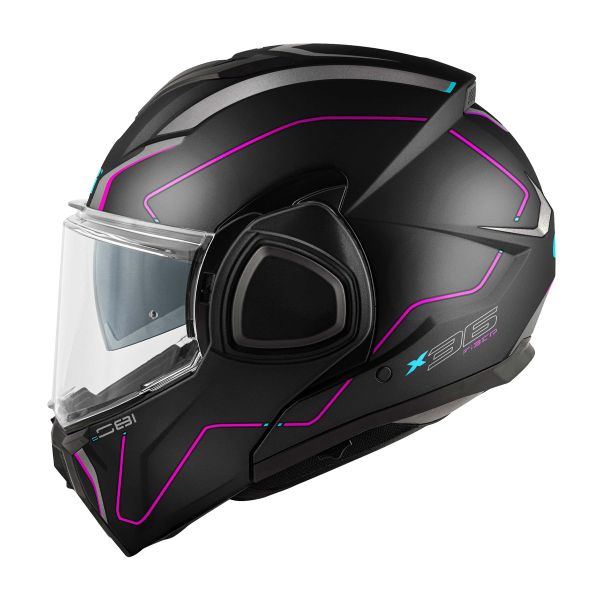 Givi X36 Fibra Pulso Mate Negro Plata Fucsia