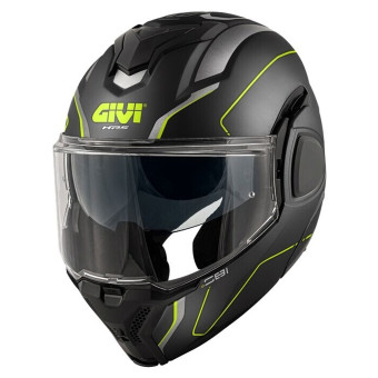 Casque Modular Givi X36 Pulso de fibra Negro mate Plata amarillo