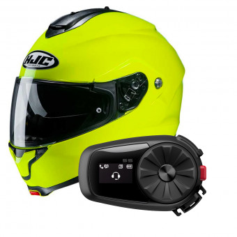 Modular HJC C91 Fluo Green + Kit Bluetooth 5S Solo