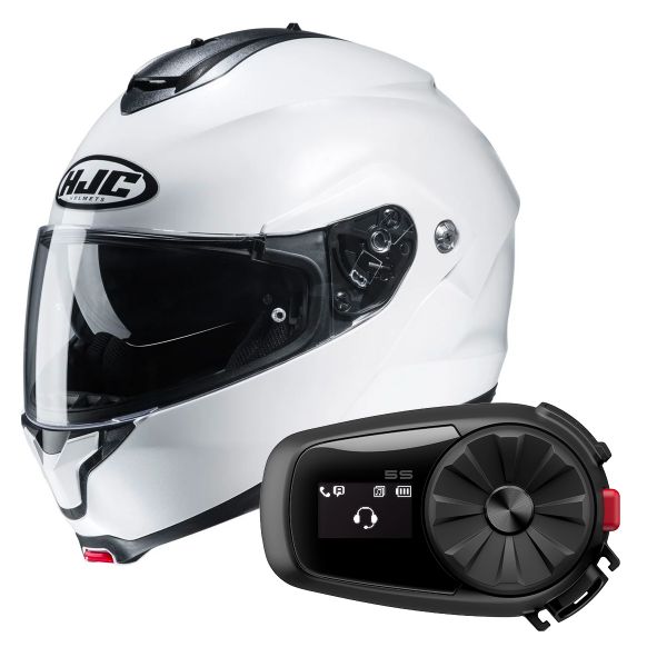 Modular HJC C91 Pearl White + Kit Bluetooth 5S Solo