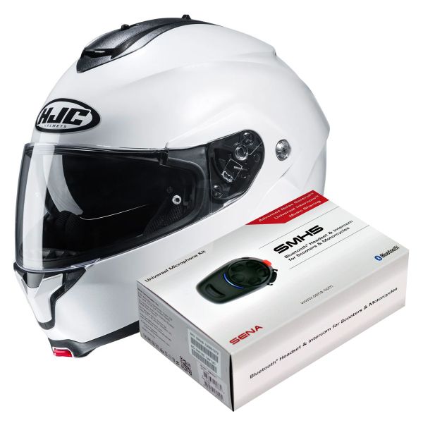 Modular HJC C91 Pearl White + Kit Bluetooth SMH5 Solo