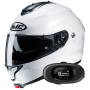 Casque Modular HJC C91N Pearl White+ Kit bluetooth 5R Lite Solo