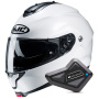Casque Modular HJC C91N Pearl White + Kit Bluetooth BT Mini
