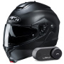 Casque Modular HJC C91N Semi Flat Black + Kit Bluetooth Lokui K30