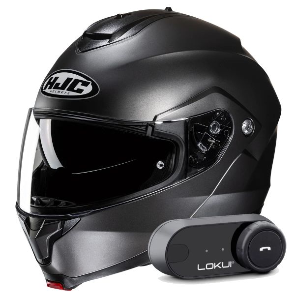 Modular HJC C91N Semi Flat Titanium + Kit Bluetooth Lokui K30