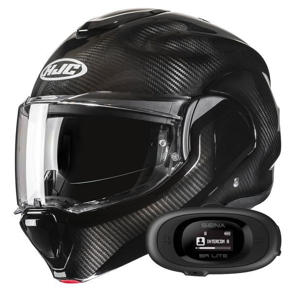 Modular HJC F100 Carbon Black + Kit bluetooth 5R Lite