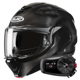 Modular HJC F100 Carbon Black + Kit Bluetooth 5S Solo