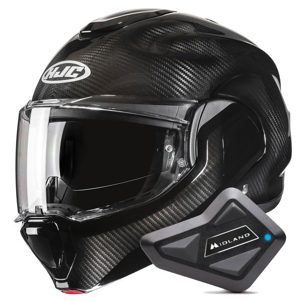 Modular HJC F100 Carbon Black + Kit Bluetooth BT Mini