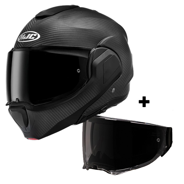 Modular HJC F100 Carbon Matte Black + Ecran Fume Fonce