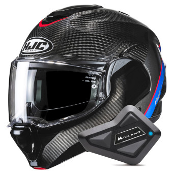 Modular HJC F100 Carbon Stan MC21 + Kit Bluetooth BT Mini
