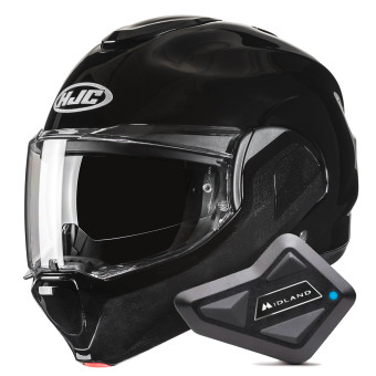 Casque Modular HJC F100 Metal Black + Kit Bluetooth BT Mini Casque Modular HJC F100 Metal Black + Kit Bluetooth BT Mini