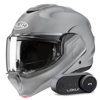 Modular HJC F100 N.Grey + Kit Bluetooth Lokui K30