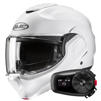 Modular HJC F100 Pearl White + Kit Bluetooth 5S Solo