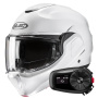 Casque Modular HJC F100 Pearl White + Kit Bluetooth 5S Solo