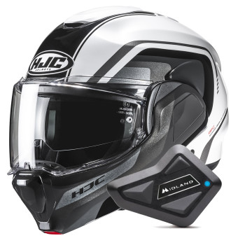 Casque Modular HJC F100 Reff MC1 + Kit Bluetooth BT Mini