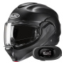 Casque Modular HJC F100 Semi Flat Black + Kit bluetooth 5R Lite