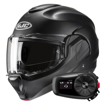 Modular HJC F100 Semi Flat Black + Kit Bluetooth 5S Solo