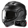 Casque Modular HJC F100 Semi Flat Black + Kit Bluetooth 5S Solo