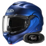 Casque Modular HJC F100 Semi Flat Metallic Blue + Kit bluetooth 5R Lite