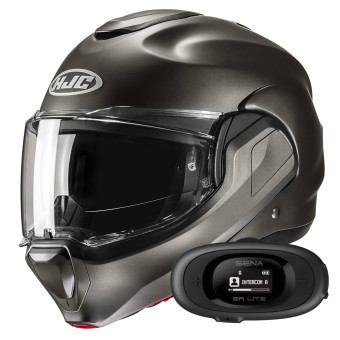 Modular HJC F100 Semi Flat Titanium + Kit bluetooth 5R Lite