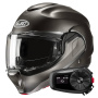 Casque Modular HJC F100 Semi Flat Titanium + Kit Bluetooth 5S Solo