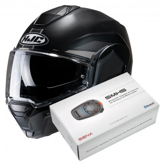 Pack Casco Moto + Kit Bluetooth : HJC i100 Beis MC9SF + Kit Bluetooth 5S  Solo