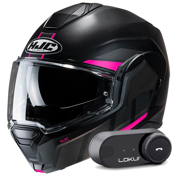Modular HJC i100 Beis MC8SF + Kit Bluetooth Lokui K30