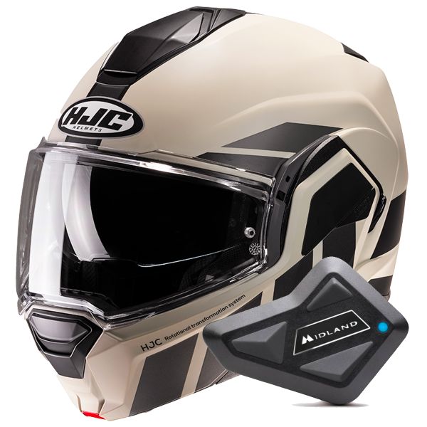 Modular HJC i100 Beis MC9SF + Kit Bluetooth BT Mini