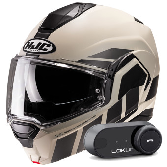 Modular HJC i100 Beis MC9SF + Kit Bluetooth Lokui K30