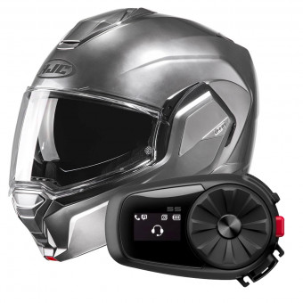 Modular HJC i100 Hyper Silver + Kit Bluetooth 5S Solo