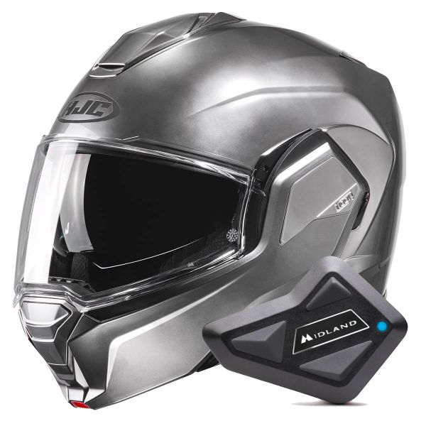 Modular HJC i100 Hyper Silver + Kit Bluetooth BT Mini
