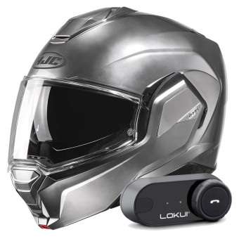 Modular HJC i100 Hyper Silver + Kit Bluetooth Lokui K30