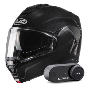 Modular HJC i100 Metal Black + Kit Bluetooth Lokui K30