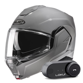 Modular HJC i100 N. Grey + Kit Bluetooth Lokui K30