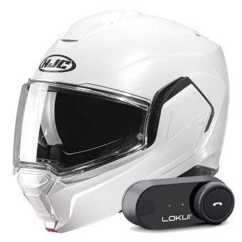 Modular HJC i100 Pearl White + Kit Bluetooth Lokui K30