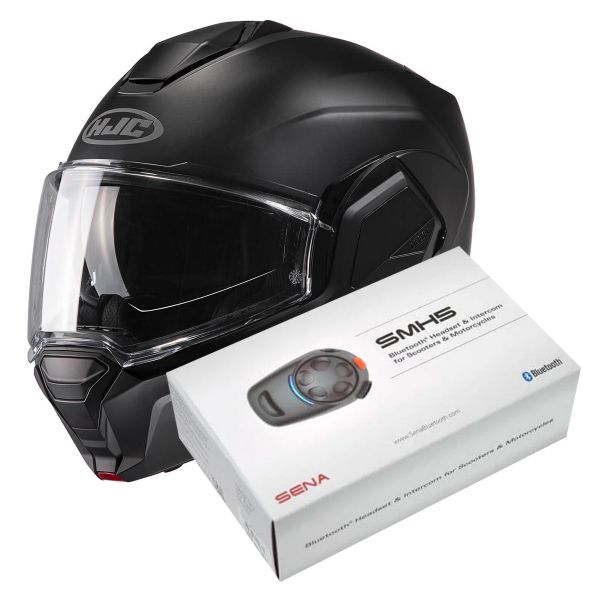 Modular HJC i100 Semi Flat Black + Kit Bluetooth SMH5 Solo Modular HJC i100 Semi Flat Black + Kit Bluetooth SMH5 Solo