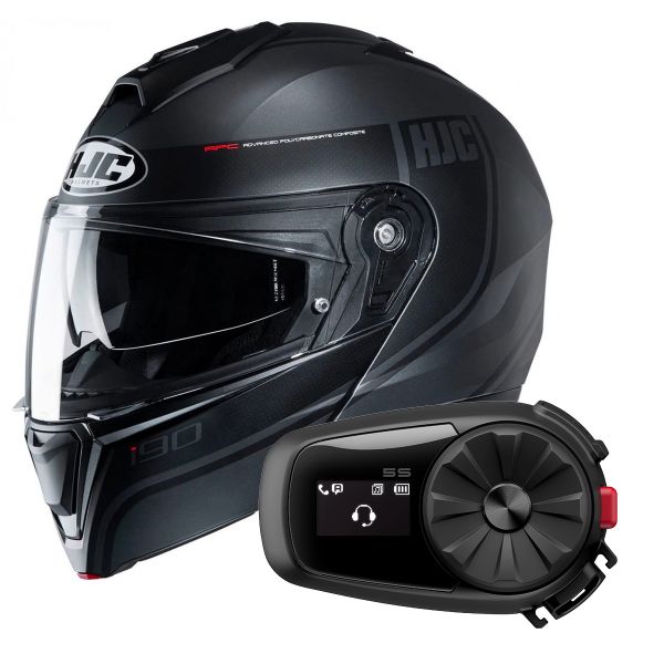 HJC I90 DAVAN BLACK/GREY L Casque Moto à Mâchoire   I90 DAV MC5SF L