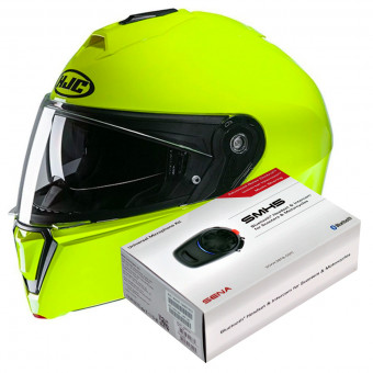 Modular HJC I90 Fluo Green + Kit Bluetooth SMH5 Solo